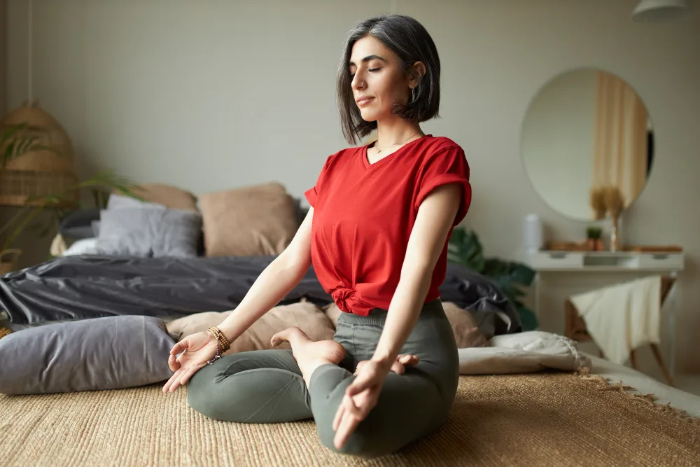 Alternative Therapies for Depression Image Credit:<a href="https://www.freepik.com/free-photo/fashionable-gray-haired-young-woman-yogi-practicing-meditation-her-bedroom-sitting-lotus-pose-closing-eyes-making-mudra-gesture_10898245.htm#fromView=search&page=1&position=16&uuid=e5fbdc26-0da8-47aa-84e9-6b0f08dea205">Image by karlyukav on Freepik</a> 